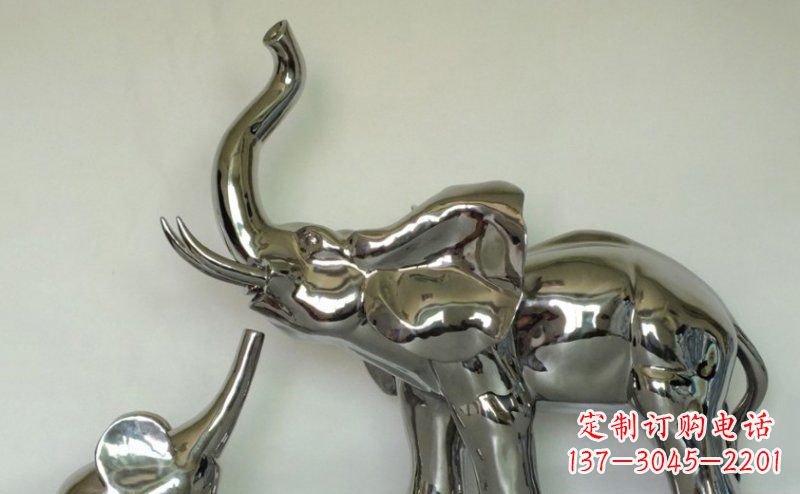 不锈钢母子象雕塑