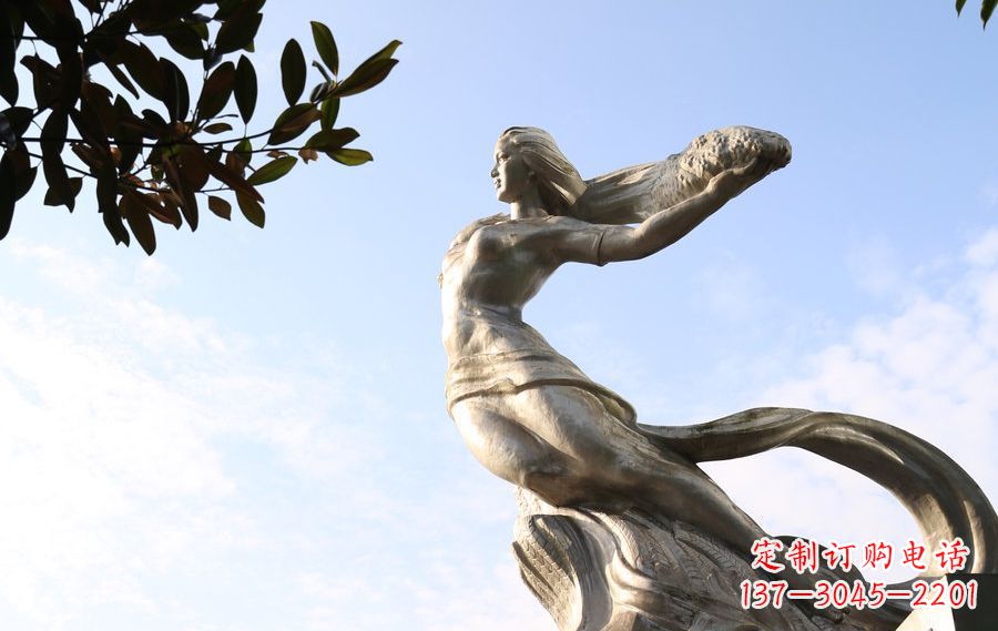 不锈钢女娲神话人物雕塑