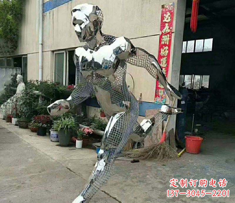 不锈钢跑步公园雕塑