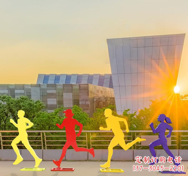 不锈钢跑步剪影雕塑 (2)