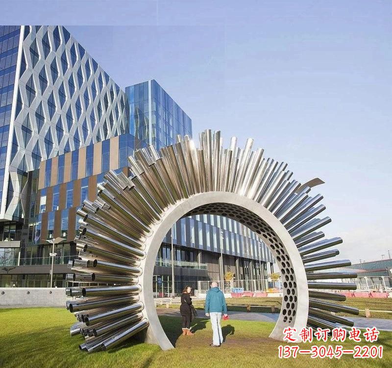 不锈钢喷漆拱门雕塑