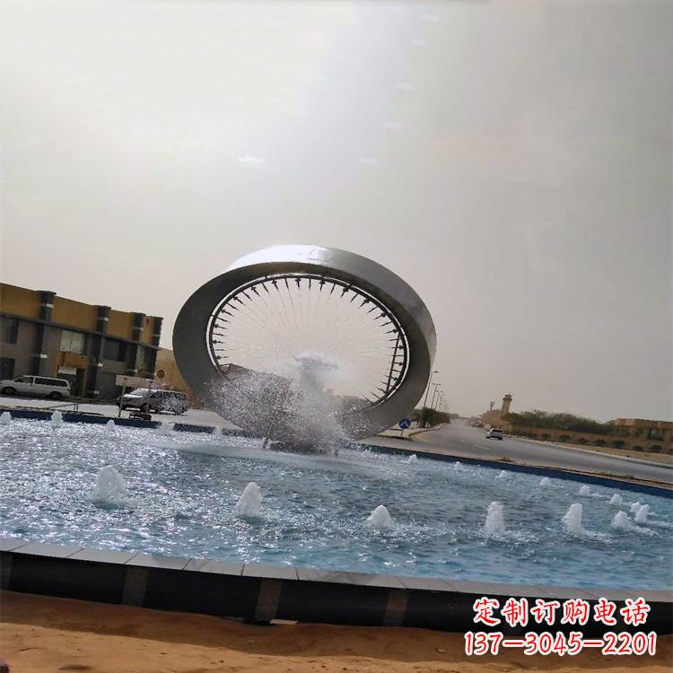 不锈钢喷泉水景环形雕塑
