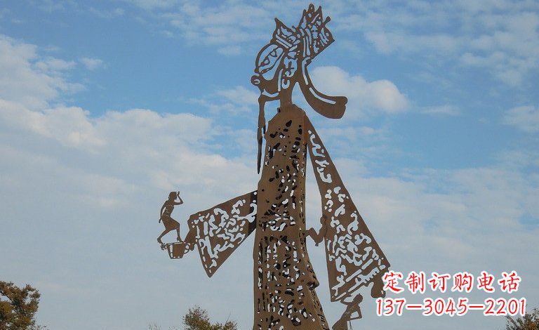 不锈钢皮影人物景观雕塑