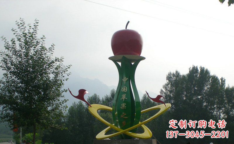 不锈钢苹果之乡雕塑