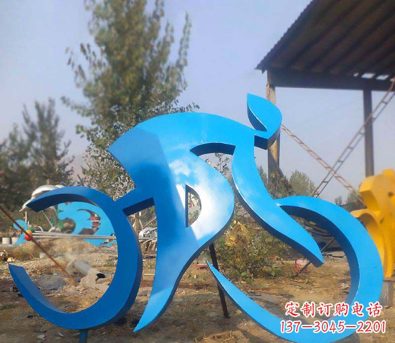 不锈钢骑车公园景观雕塑