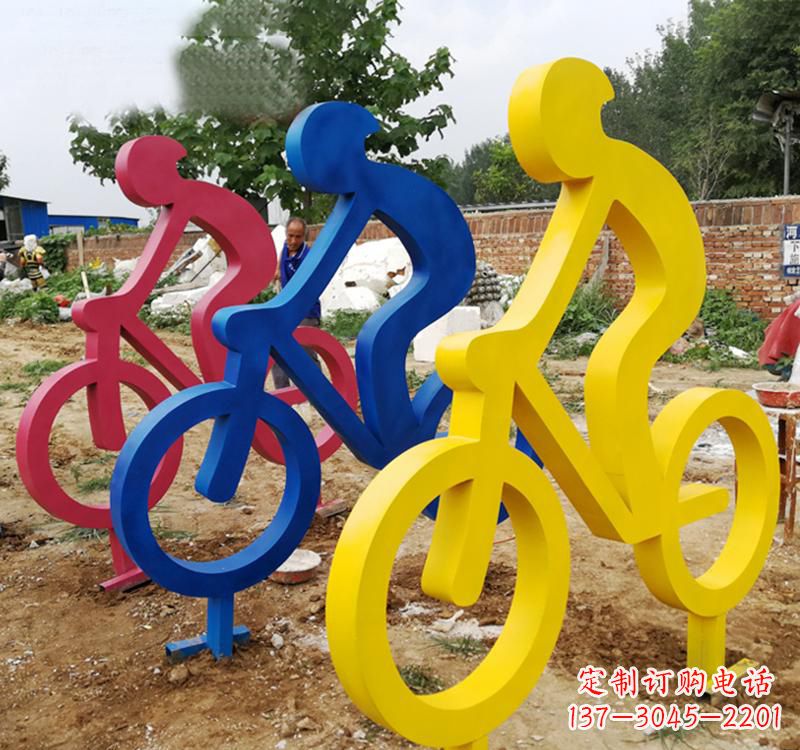 不锈钢骑单车雕塑
