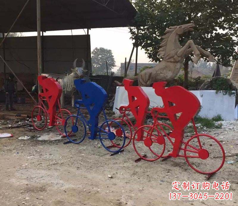 不锈钢骑自行车人物雕塑