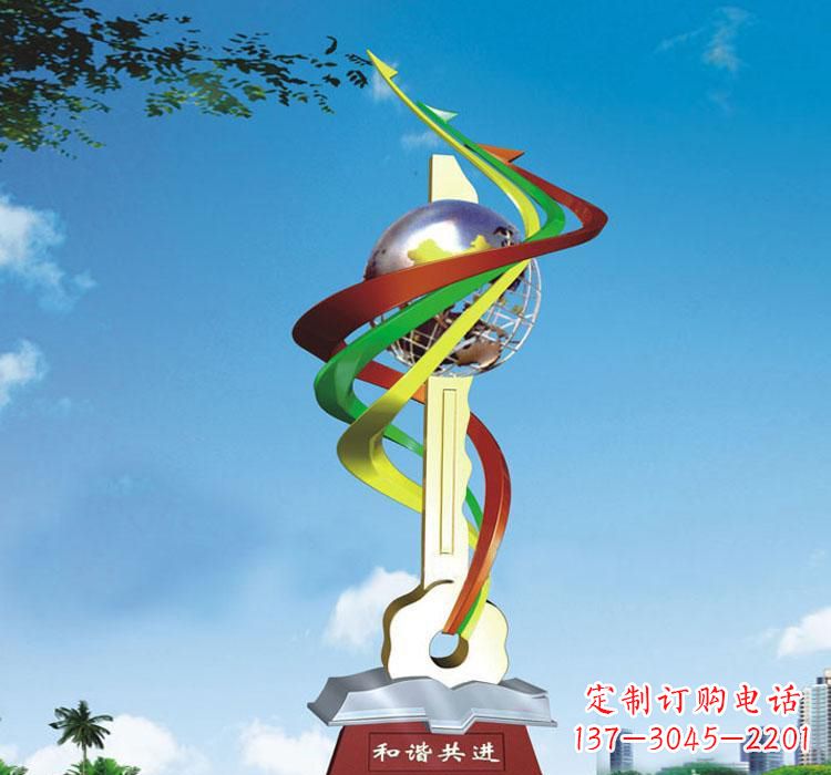 不锈钢企业标志雕塑2