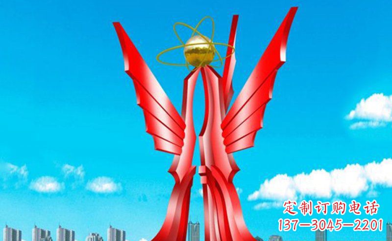 不锈钢企业抽象共筑辉煌雕塑
