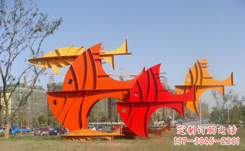 不锈钢企业广场雕塑 (2)