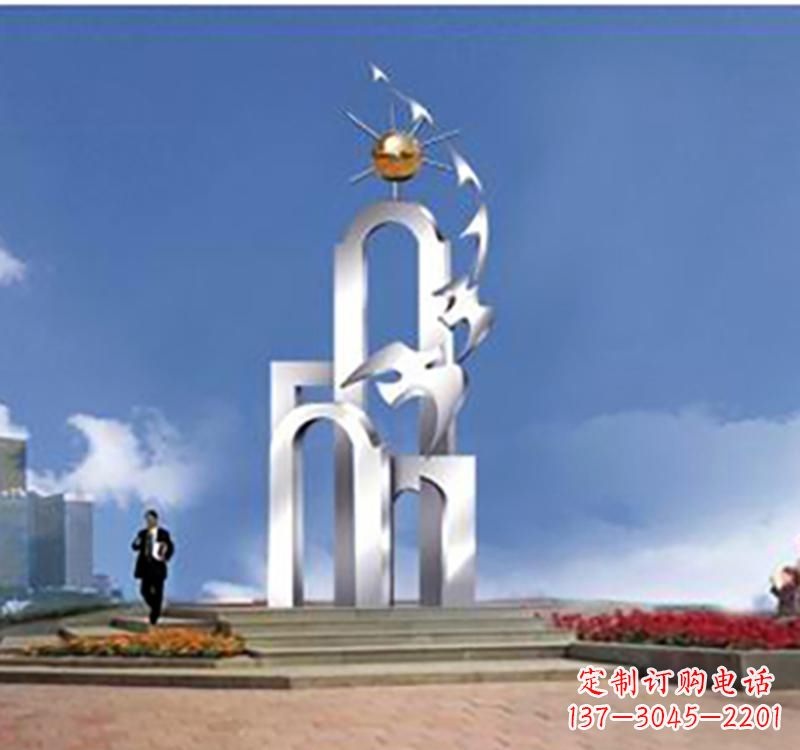 不锈钢企业腾飞标志雕塑