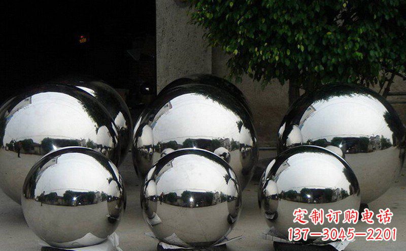 不锈钢球形公园雕塑 (2)