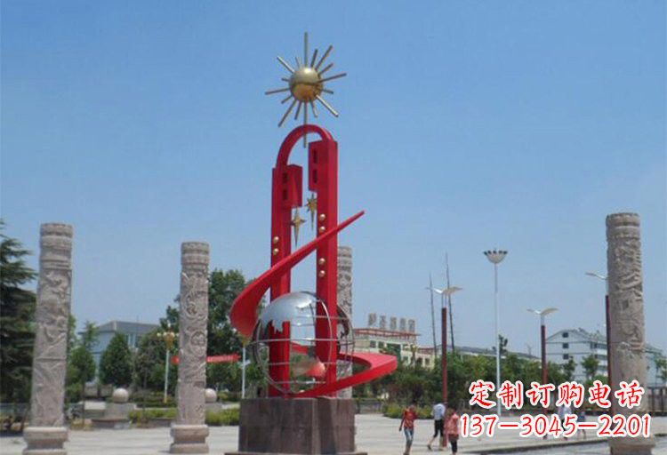 不锈钢日出东方景观标志雕塑