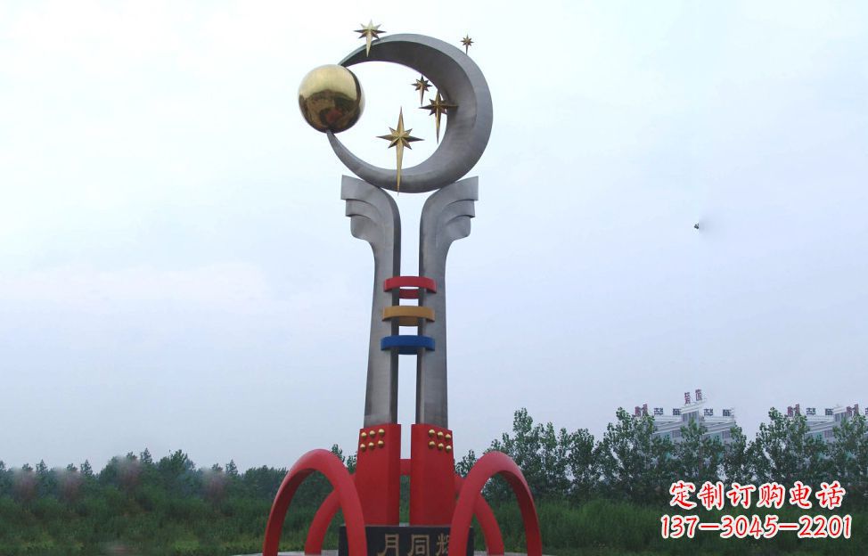 不锈钢日月同辉广场景观雕塑