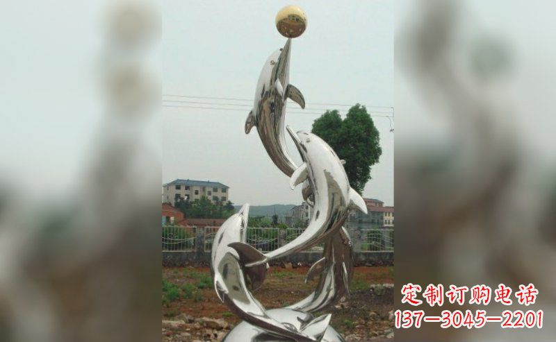 海豚雕塑 - 不锈钢/三个/海豚/嬉戏 海豚雕塑 - 不锈钢/三个/海豚/嬉戏