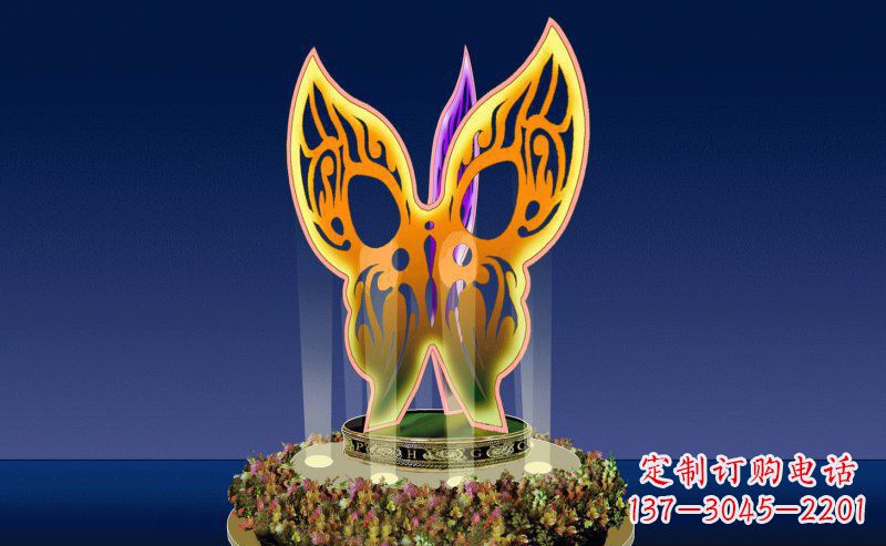不锈钢三面蝴蝶雕塑