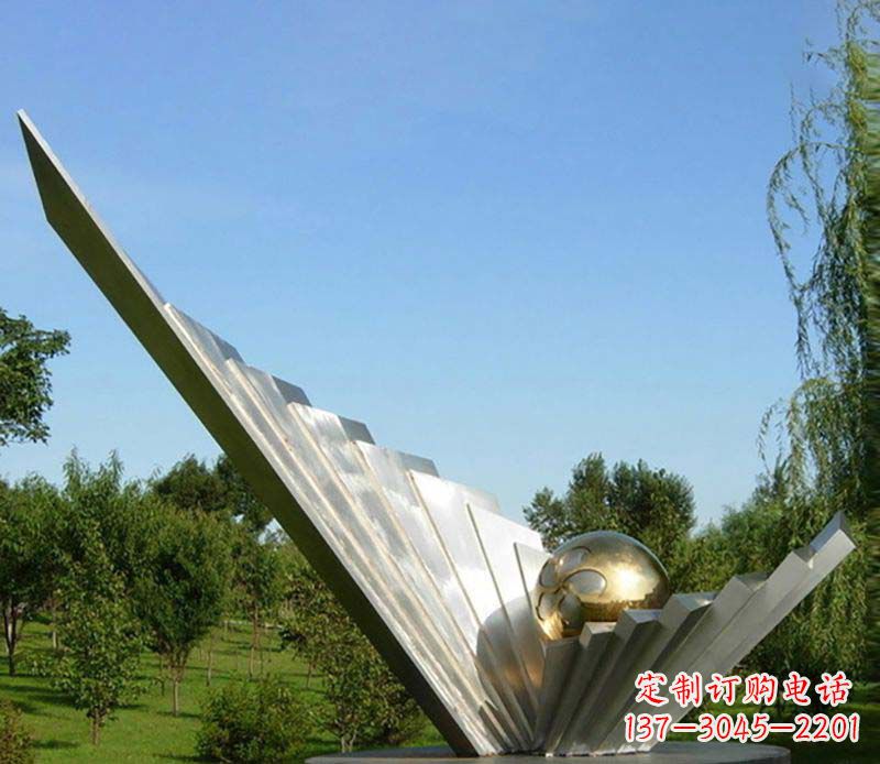 不锈钢扇形珍珠景观雕塑