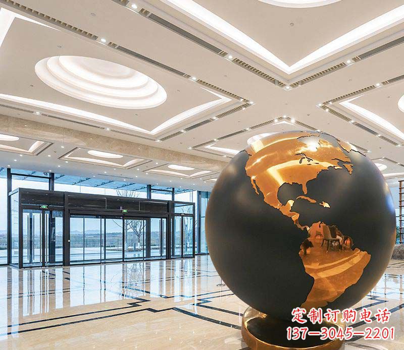 不锈钢商场美陈地球仪景观雕塑