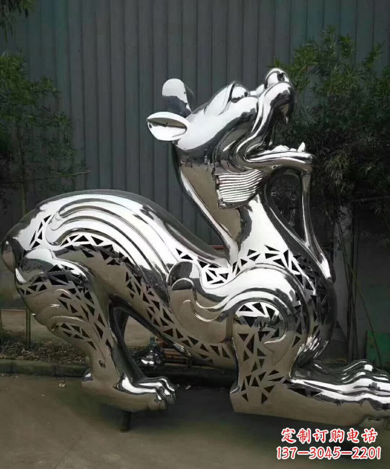 不锈钢神兽麒麟造型雕塑