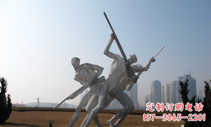 不锈钢射击运动人物雕塑