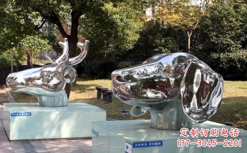 不锈钢/十二生肖/头像/景观-不锈钢十二生肖头像景观雕塑 不锈钢/十二生肖/头像/景观-不锈钢十二生肖头像景观雕塑
