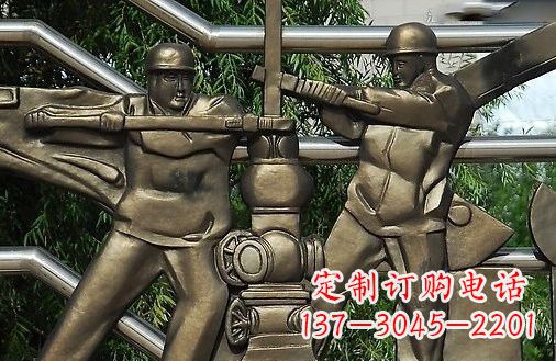 不锈钢石油工人浮雕雕塑