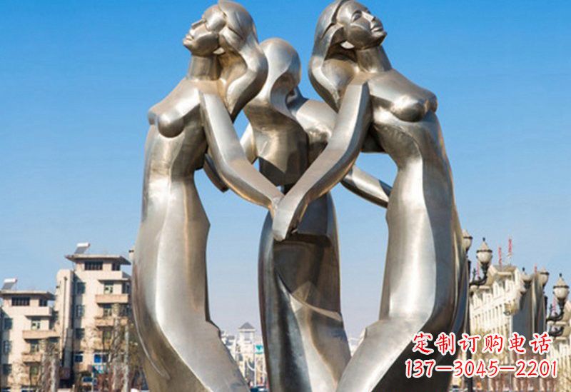 不锈钢/手拉手/女孩-不锈钢手拉手的女孩雕塑 不锈钢/手拉手/女孩-不锈钢手拉手的女孩雕塑
