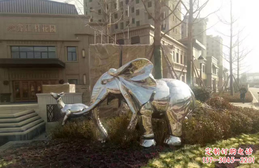 不锈钢售楼部动物大象雕塑