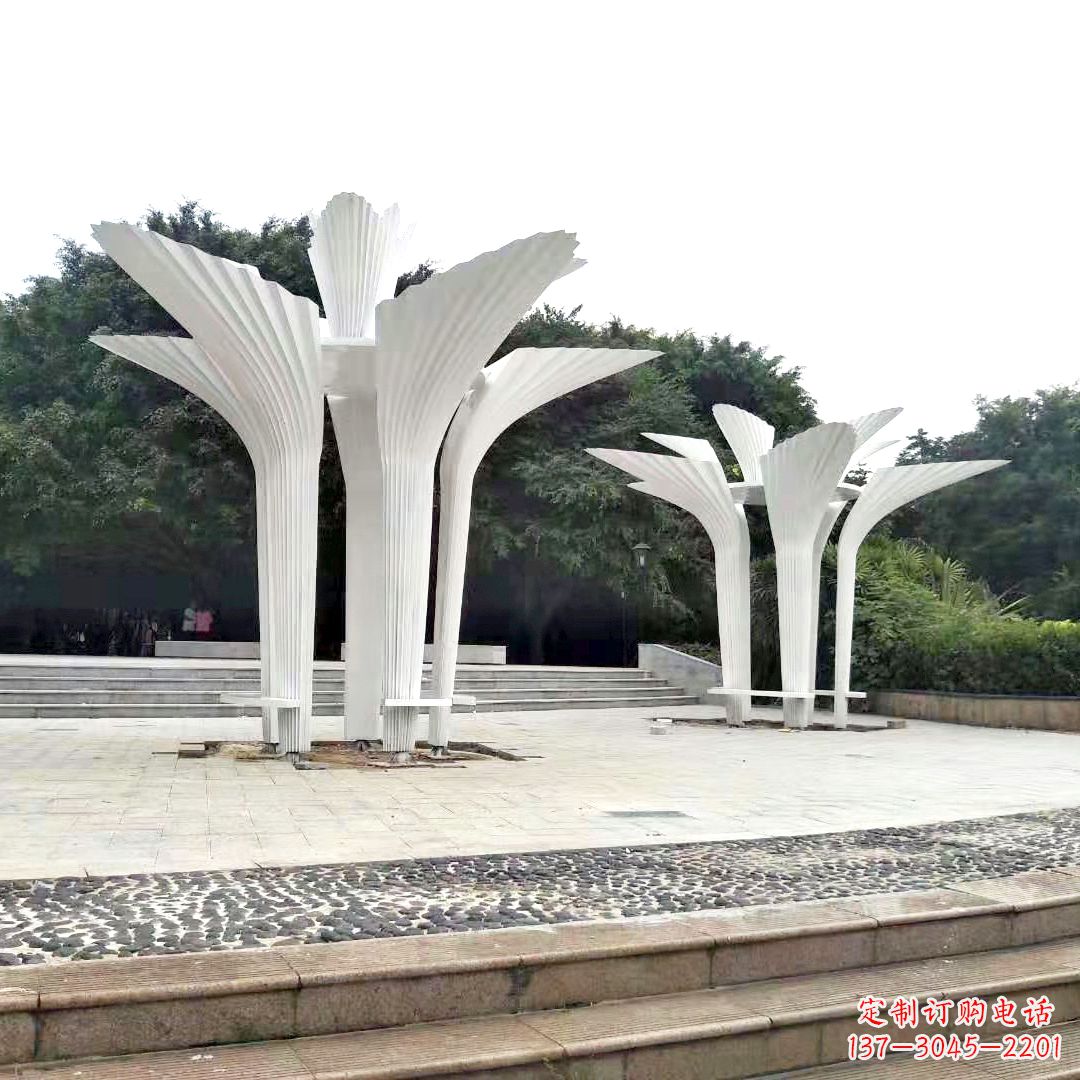 不锈钢树广场景观雕塑亭子