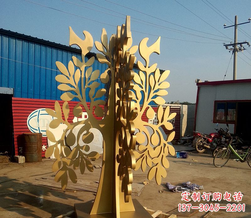 不锈钢树叶园林景观雕塑