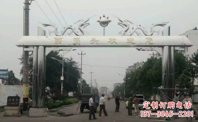 不锈钢双龙戏珠牌坊村口牌坊