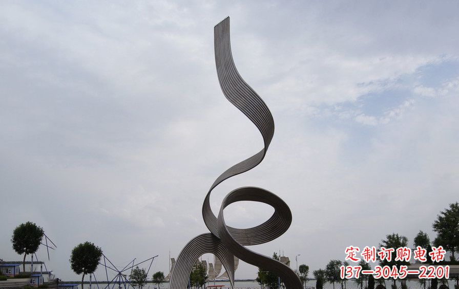 不锈钢丝带广场景观雕塑