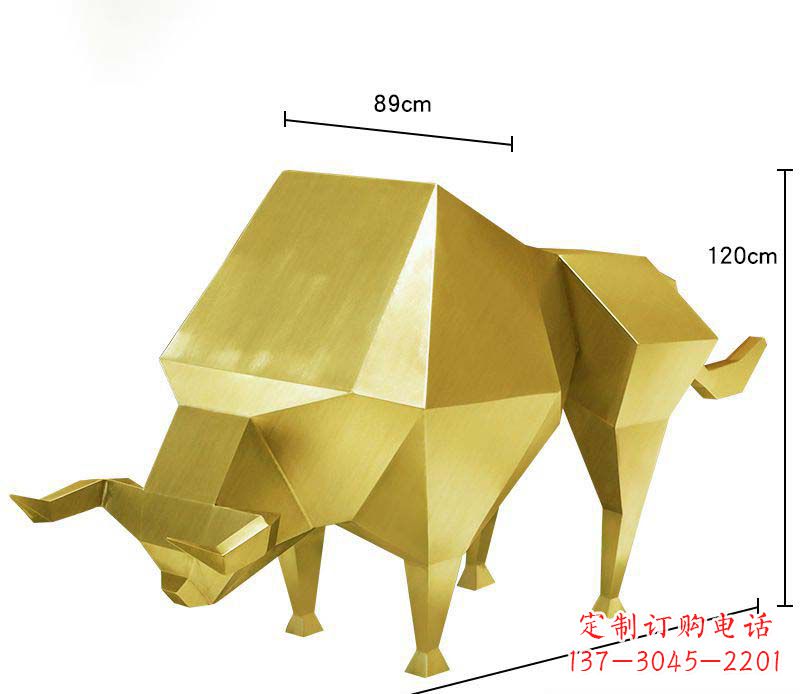 不锈钢钛金色势如虹牛雕塑