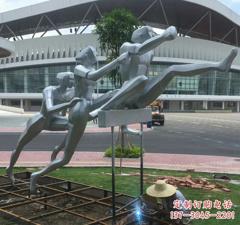 不锈钢体育跨栏人物雕塑