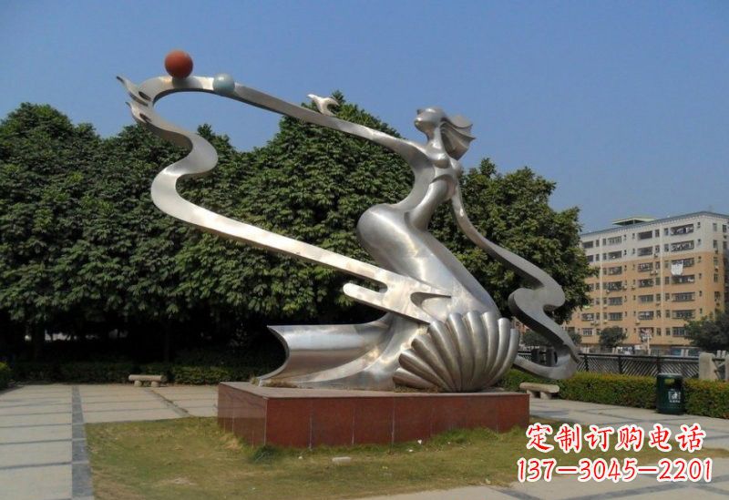 不锈钢跳舞的仙女雕塑