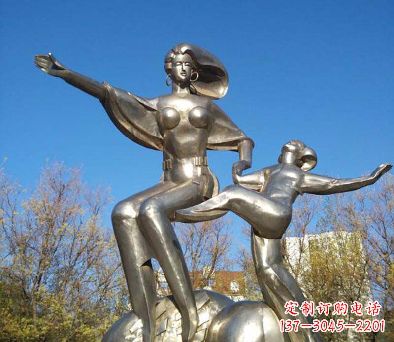 不锈钢跳舞公园运动雕塑