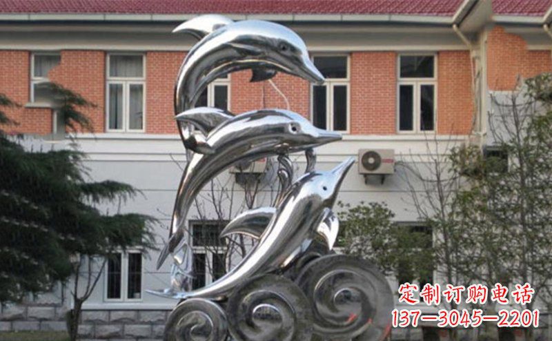 不锈钢跳跃海豚雕塑 不锈钢跳跃海豚雕塑