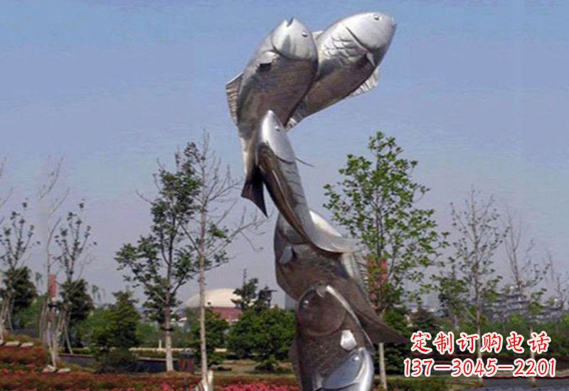 不锈钢跳跃的鲤鱼雕塑