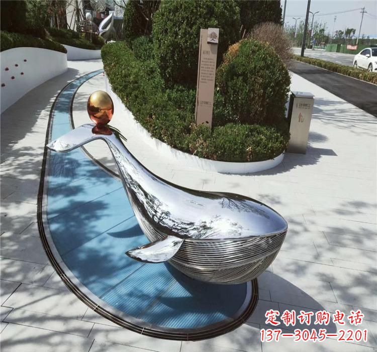 不锈钢跳跃海豚雕塑