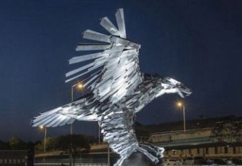 金色老鹰展翅飞翔——不锈钢老鹰抓球广场景观雕塑