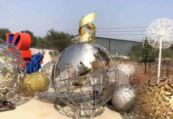 不锈钢镂空地球仪雕塑精美装饰摆件