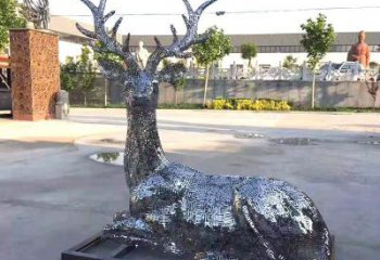 不锈钢镂空梅花鹿雕塑美丽传统的象征