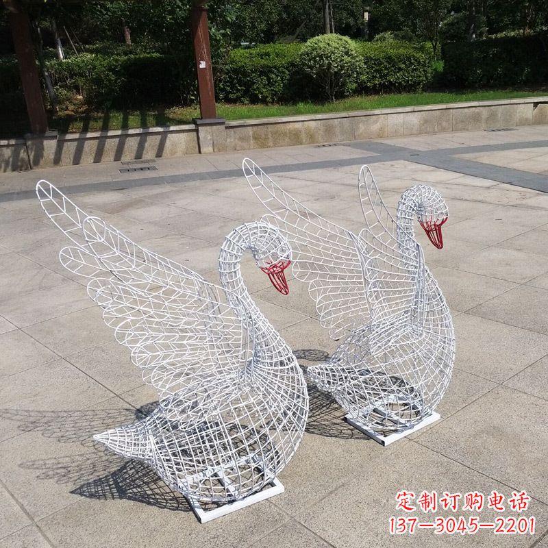 天鹅雕塑 - 不锈钢/铁艺/网格/展翅/天鹅 天鹅雕塑 - 不锈钢/铁艺/网格/展翅/天鹅