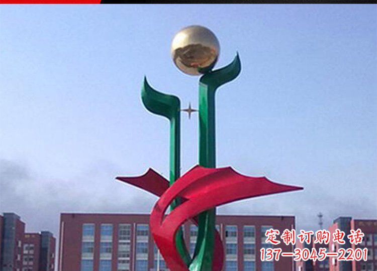 不锈钢托起明天的太阳雕塑