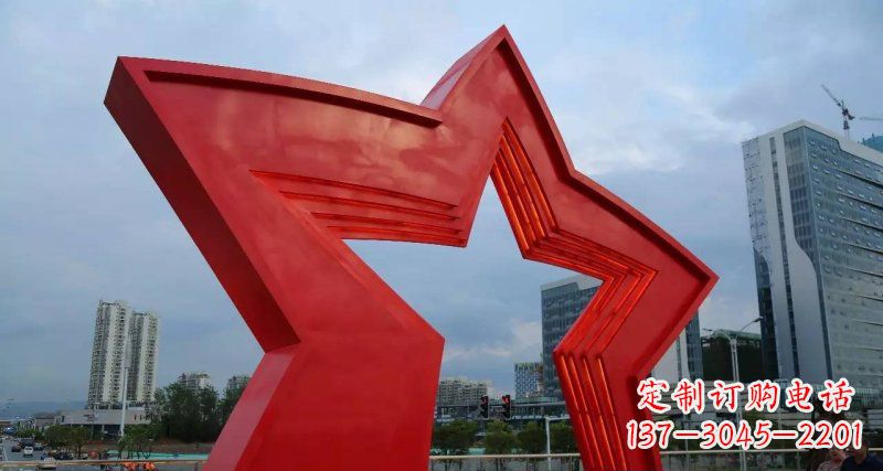 不锈钢五角星拱门广场景观雕塑