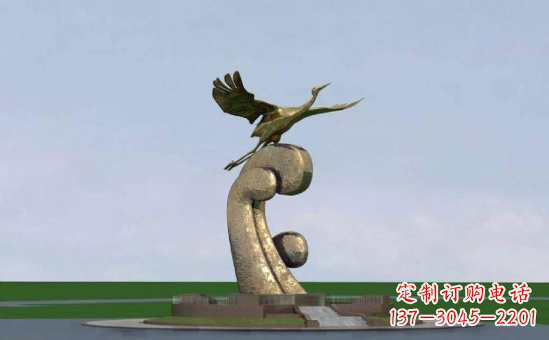 仙鹤雕塑 - 不锈钢/仙鹤/飞翔 仙鹤雕塑 - 不锈钢/仙鹤/飞翔