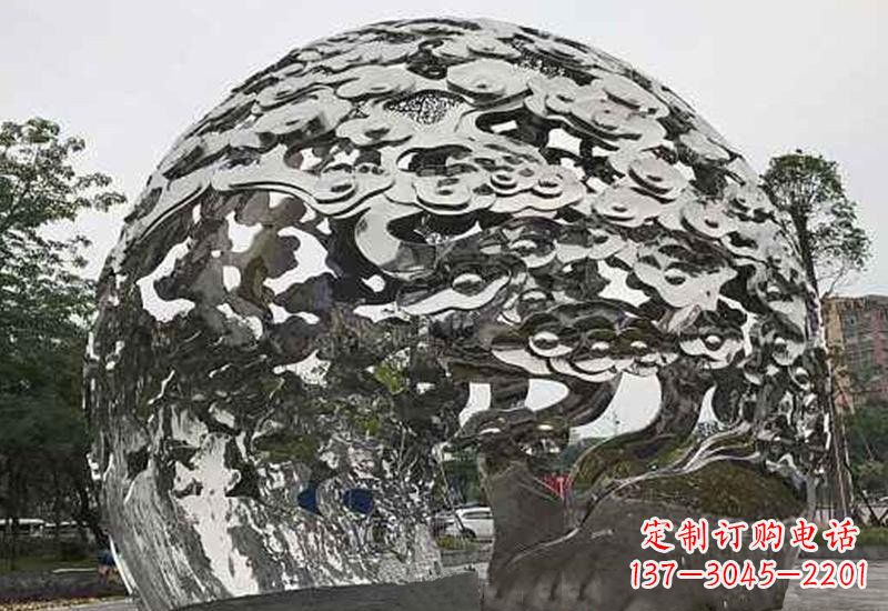 不锈钢祥云镂空球拱门雕塑 不锈钢祥云镂空球拱门雕塑