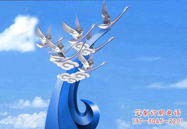 祥云雕塑 - 不锈钢/祥云/仙鹤/景观 祥云雕塑 - 不锈钢/祥云/仙鹤/景观