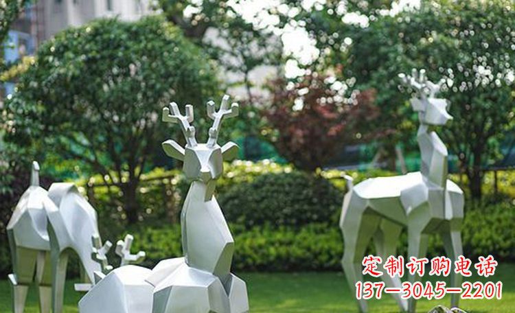 不锈钢小鹿抽象动物雕塑