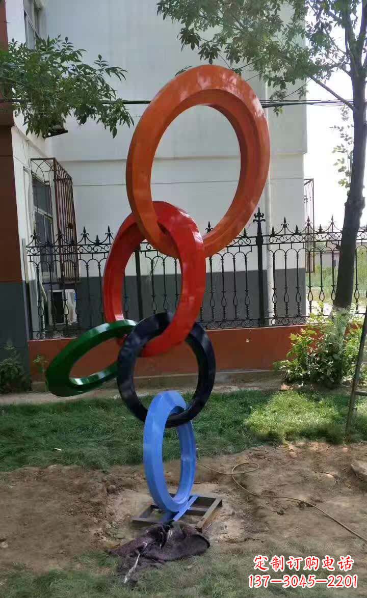 不锈钢小区彩色花环景观雕塑